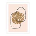 Plakat bez ramy 30x40 - Liście w Beżowym Minimalizmie - minimalistyczny obraz, liście monstery