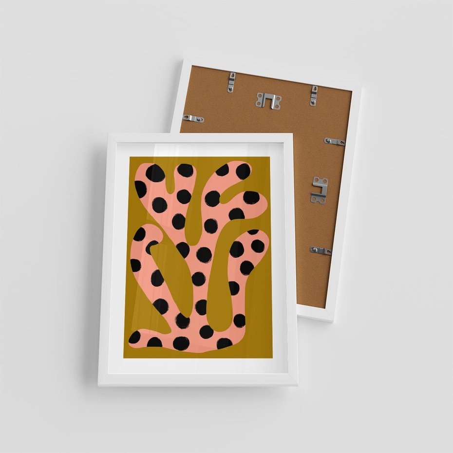 Plakat w ramie 30x40 - Rozkwitająca Wolność Boho - abstrakcyjne boho kształty, dziwne - rama biała