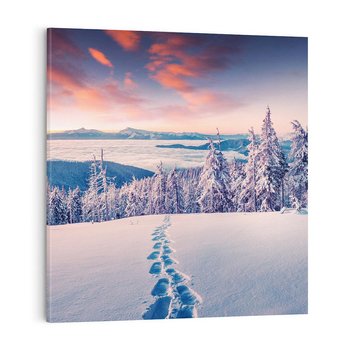 Obraz na płótnie 40x40 - Górska harmonia - zima, góry