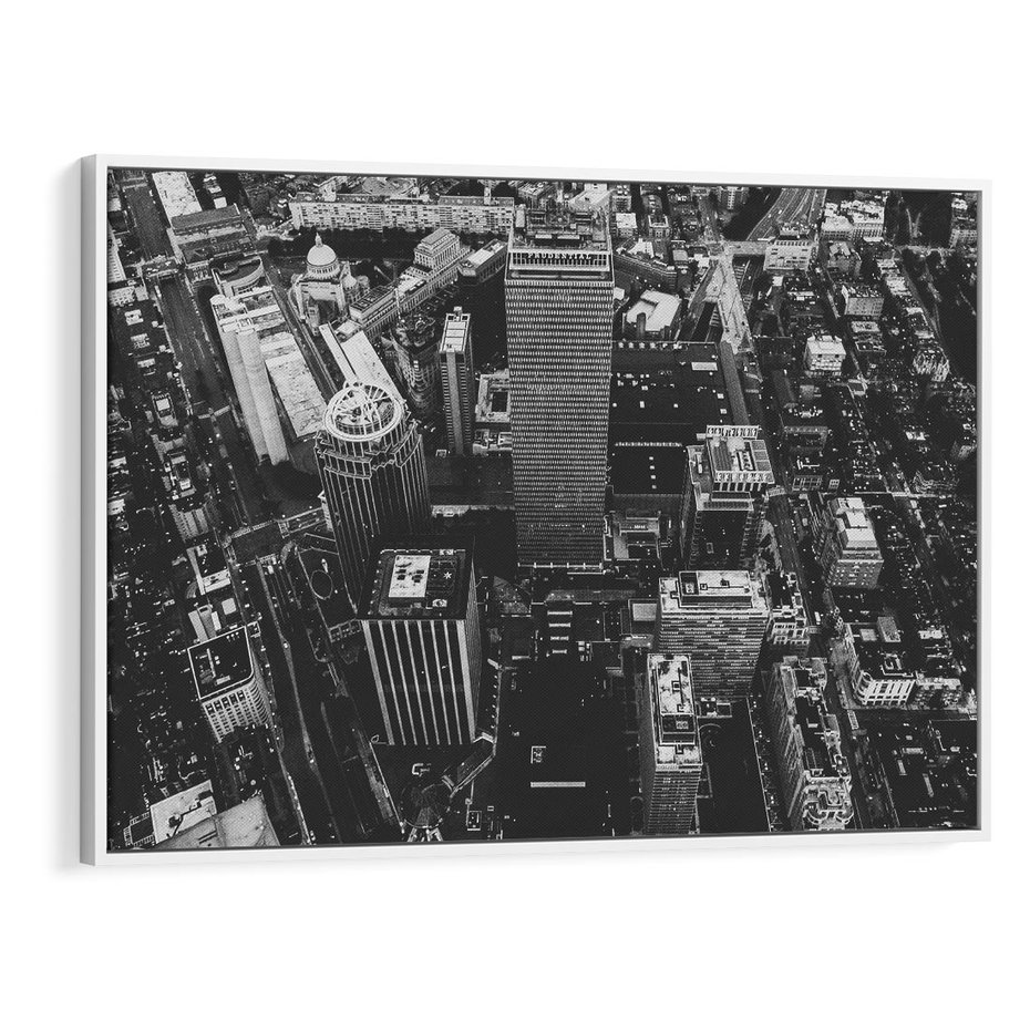 Obraz w ramie 120x80 - Kontrastujące miasto - miasto, biało - rama biała