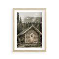 Plakat w ramie 30x40 - Urok Drewnianej Chatki w Górach - chatka w górach, drewniany domek - rama drewno