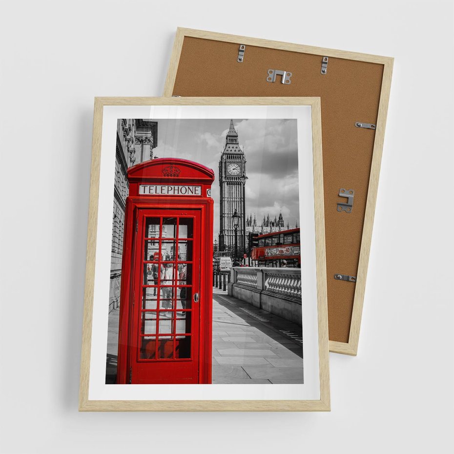 Plakat w ramie 50x70 - Budka w Londynie - Londyn, budka - rama drewno