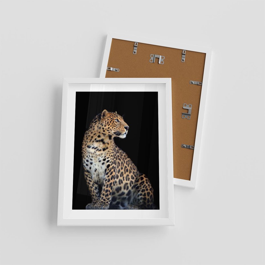 Plakat w ramie 30x40 - Elegancja Jaguarowej Pantery - jaguar, pantera - rama biała