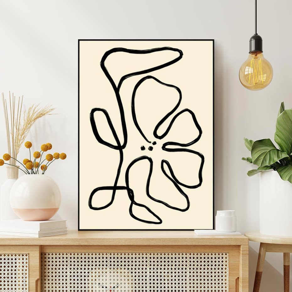 Obraz w ramie 50x70 - Zaklęte Aberracje - abstrakcyjna sztuka, przypominająca kwiat - rama czarna