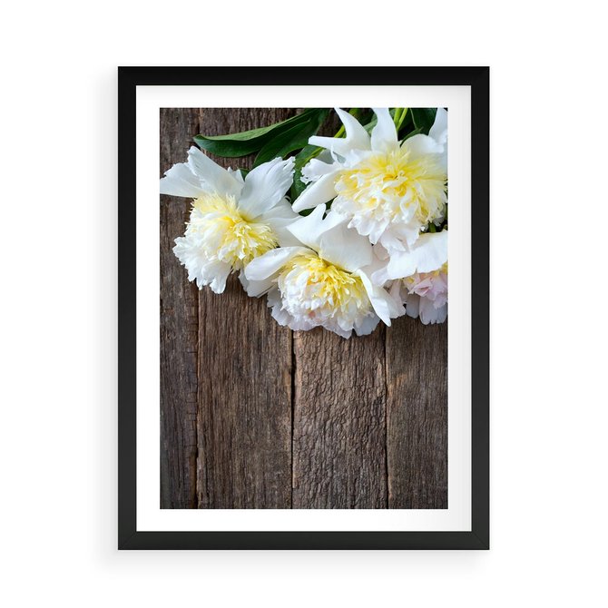 Plakat w ramie 50x70 - Relaksująca Harmonia - kwiaty, spa - rama czarna