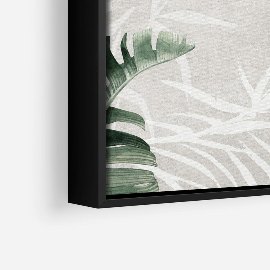 Obraz w ramie 50x50 - Zielony Raj - monstera, palmy - rama czarna