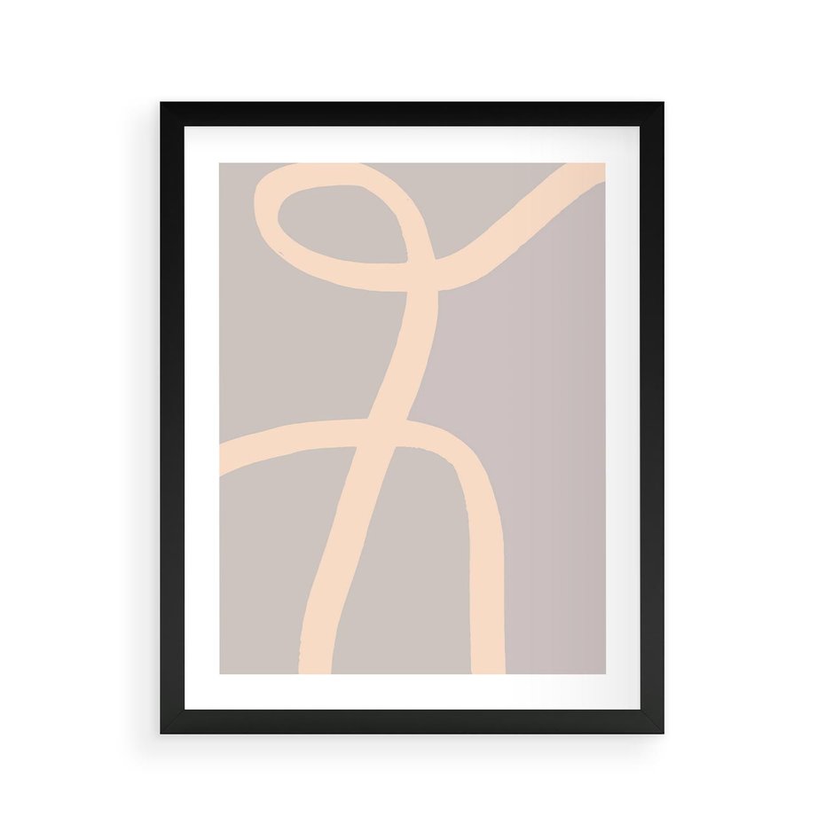 Plakat w ramie 40x50 - Beżowe Boho Zaplątanie - minimalistyczny obraz, nowoczesny - rama czarna