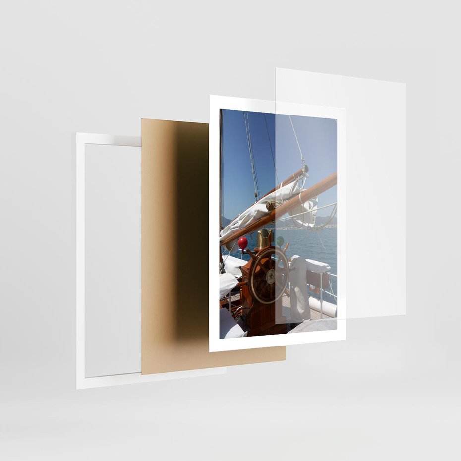 Plakat w ramie 50x70 - Podróż Morska - statek, ster - rama biała