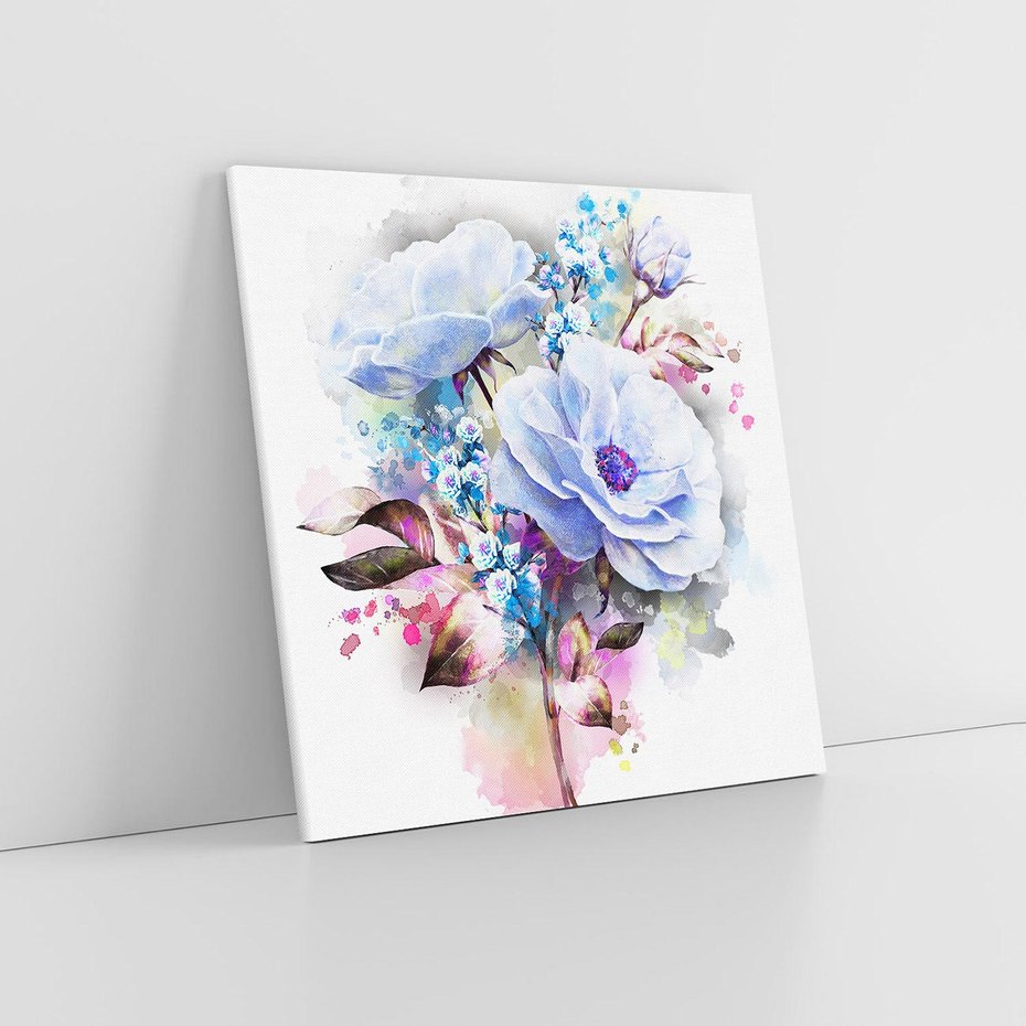 Obraz na płótnie 60x60 - Kolorowa Ekspresja - kwiaty, graficzne