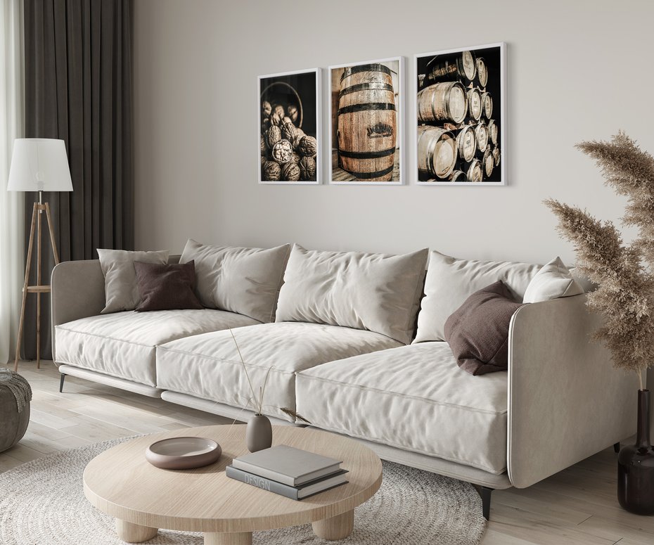 Zestaw obrazy w ramie 40x50 galeria - Wino, w, beczkach, kuchnia, restauracja - rama biała