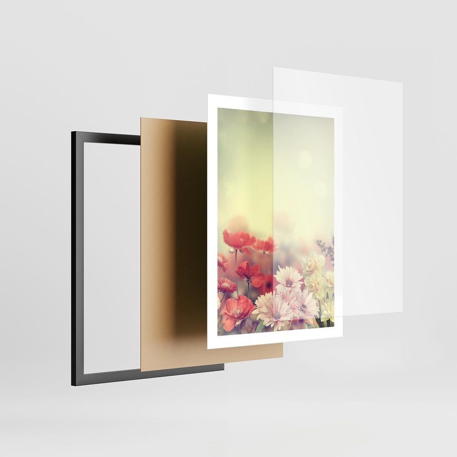 Plakat w ramie 50x70 - Delikatne kwiaty pastelowe - kwiaty, pastelowe - rama czarna