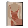 Obraz w ramie 70x100 - Kobiece Retro - minimalistyczny boho plakat, retro kobieta w stroju kąpielowym - rama czarna