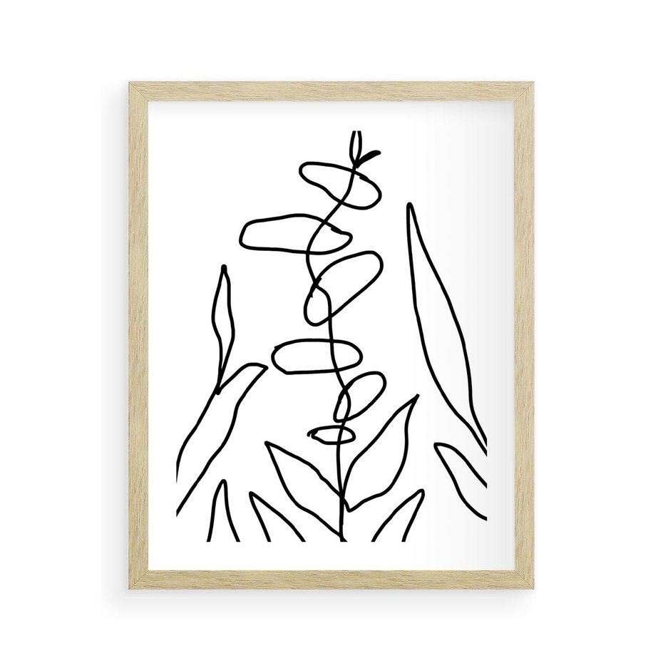 Plakat w ramie 40x50 - Liście Mocy - mroczna sztuka, minimalizm - rama drewno