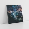 Obraz na płótnie 80x80 - Most nocą - Światła i refleksy - most, światła