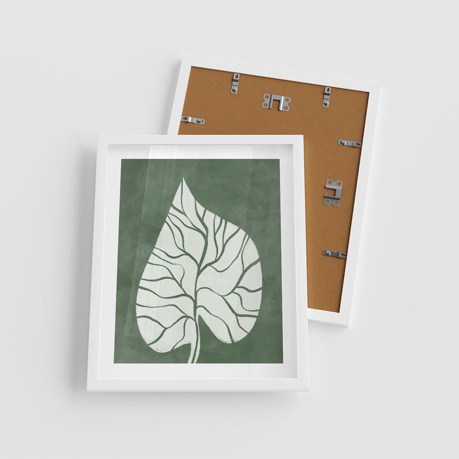 Plakat w ramie 40x50 - Migotliwe Wnętrze Zieleni - zielony plakat, roślinne motywy - rama biała