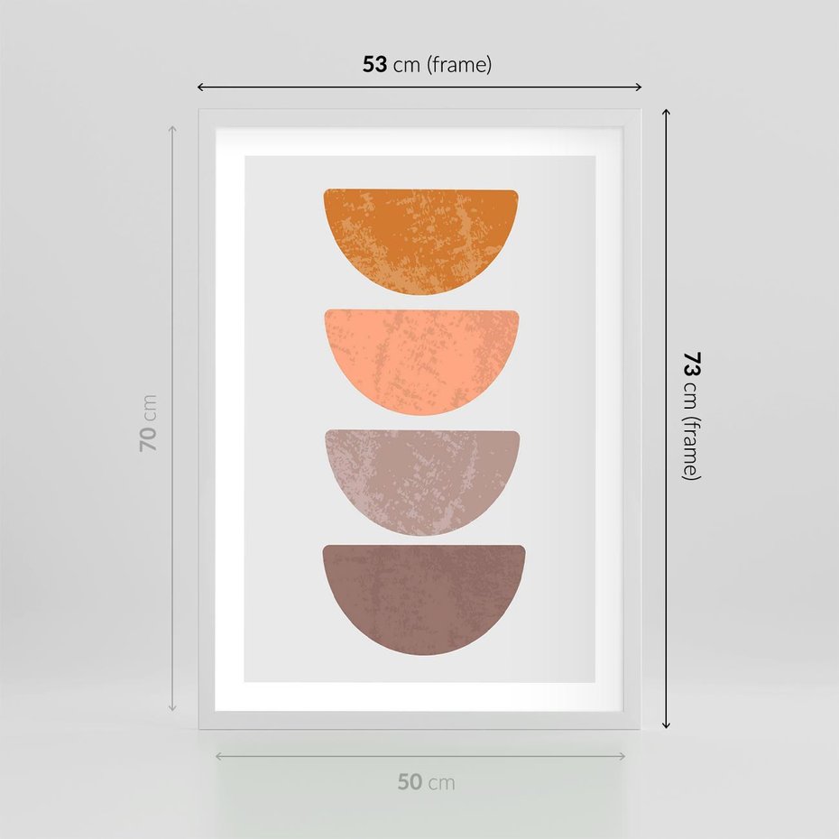 Plakat w ramie 50x70 - Minimalizm i Geometria - minimalistyczny obraz, mid-century styl - rama biała