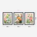 Zestaw obrazy w ramie 30x40 galeria - kwiaty, akwarela, pastele, liście - rama czarna