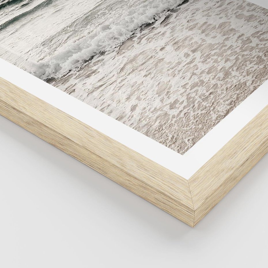 Plakat w ramie 50x70 - Szarość Morza - morze, fale - rama drewno