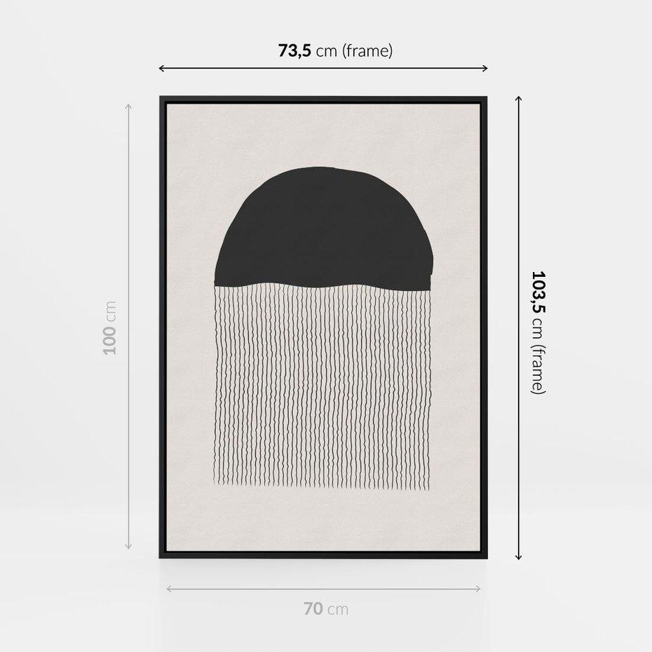 Obraz w ramie 70x100 - Wewnętrzne Widzenia - abstrakcyjna kompozycja, półkole - rama czarna