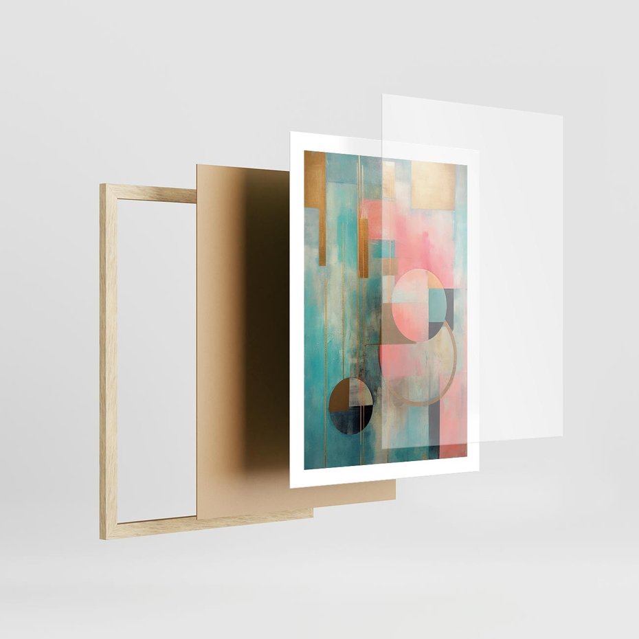 Plakat w ramie 50x70 - Abstrakcyjny Bałagan - abstrakcja, obraz olejny - rama drewno