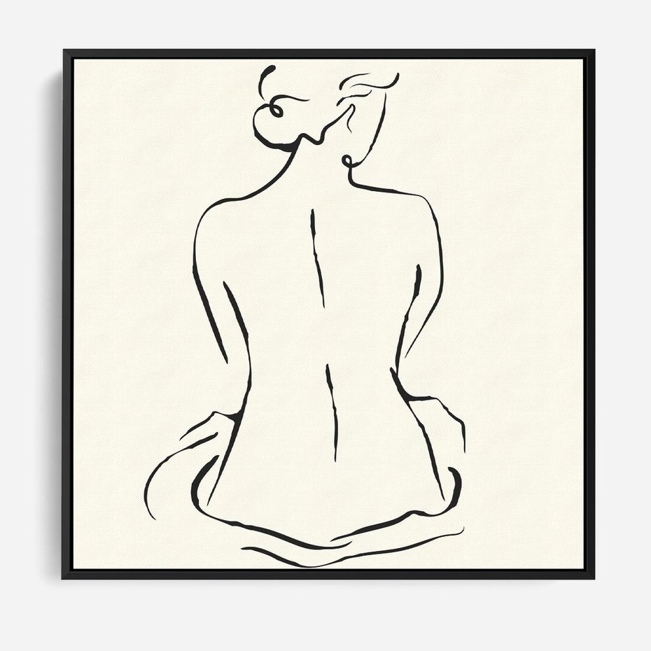 Obraz w ramie 50x50 - Migotliwa Symfonia - kobieta akt, minimalizm - rama czarna