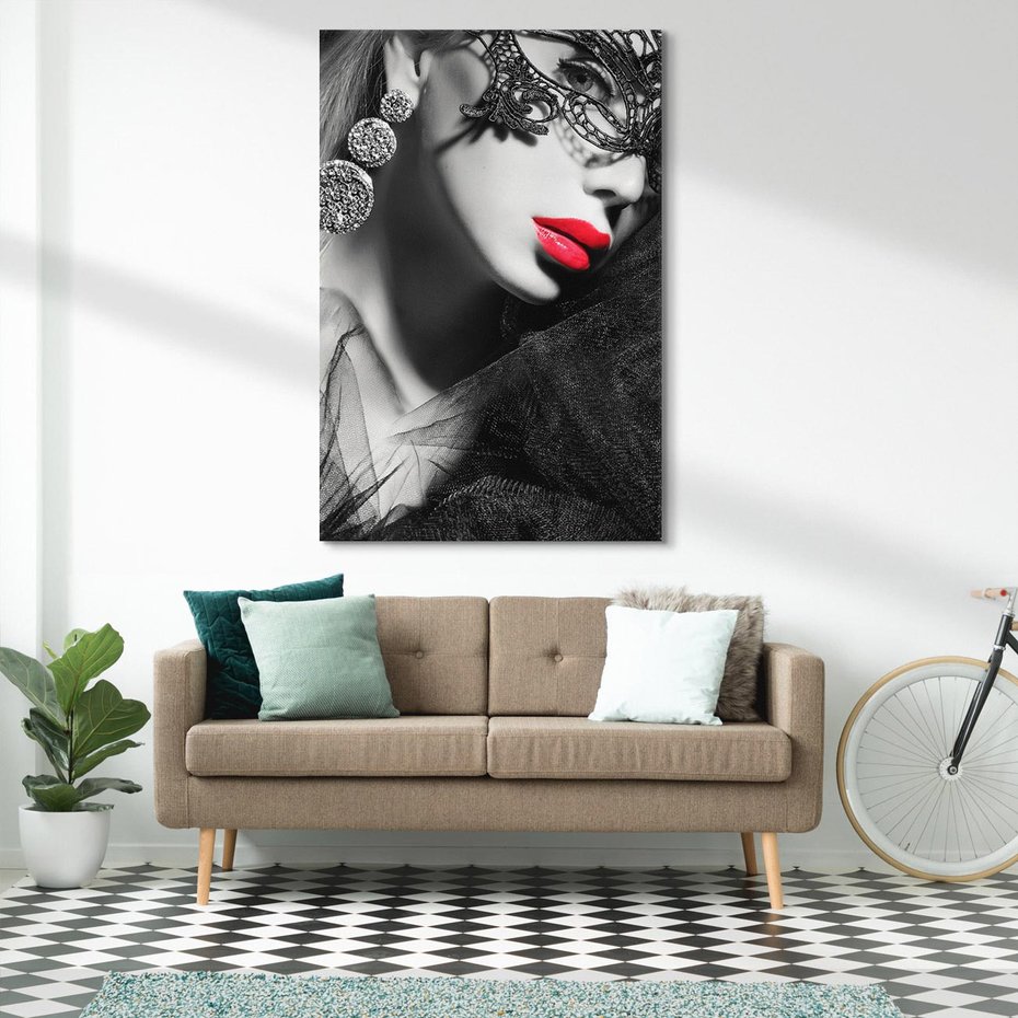Obraz na płótnie 80x120 - Zmysłowe usta damy - kobieta, usta