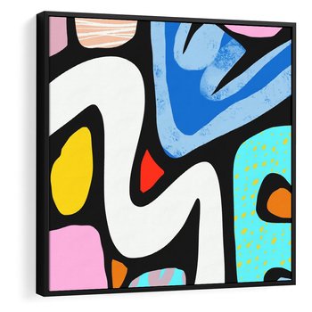Obraz w ramie 50x50 - Komiksowe Formy - abstrakcyjne formy, komiksowy styl - rama czarna