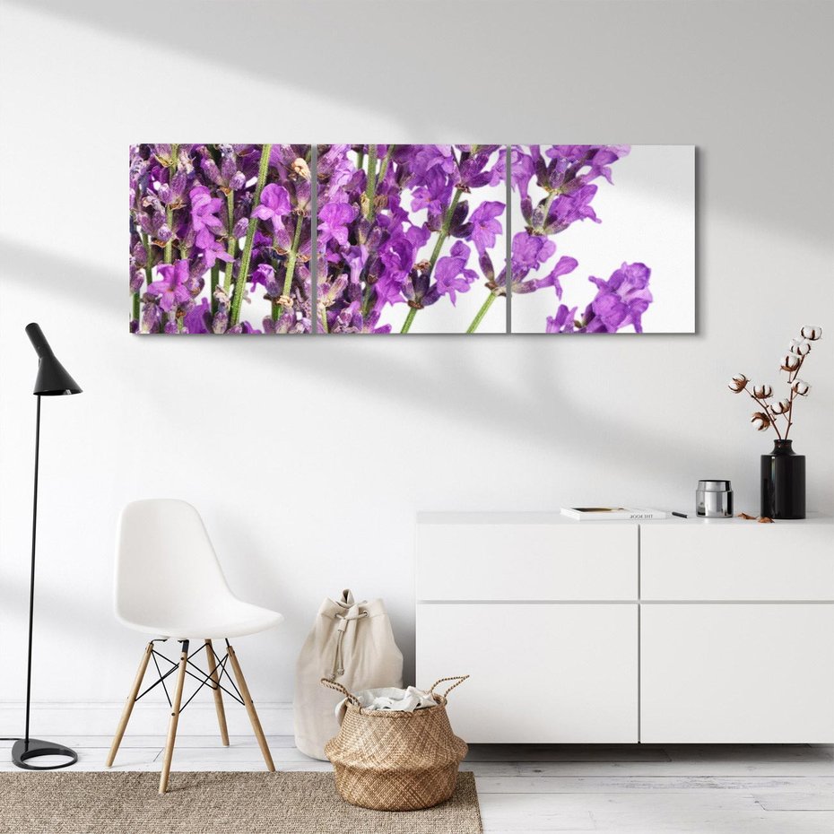 Obraz na płótnie 120x40 - Pola lawendy w pełnym rozkwicie - lawenda, kwiaty