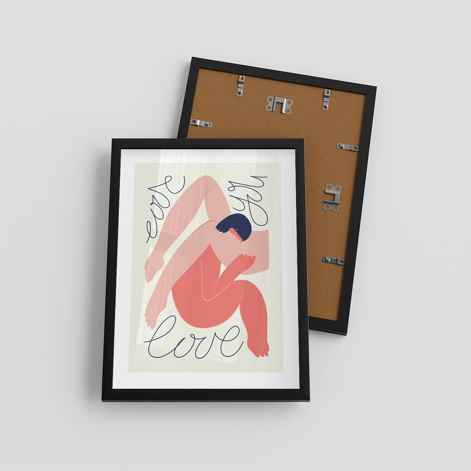 Plakat w ramie 30x40 - Dźwięk ciszy na płótnie - para zakochanych, graficzny obraz - rama czarna