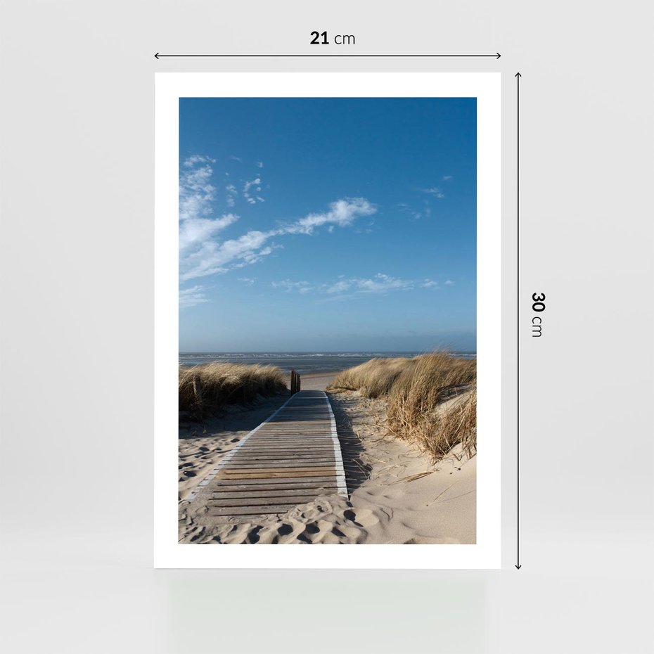 Plakat bez ramy 21x30 - Boho na Plaży - plaża, pomost