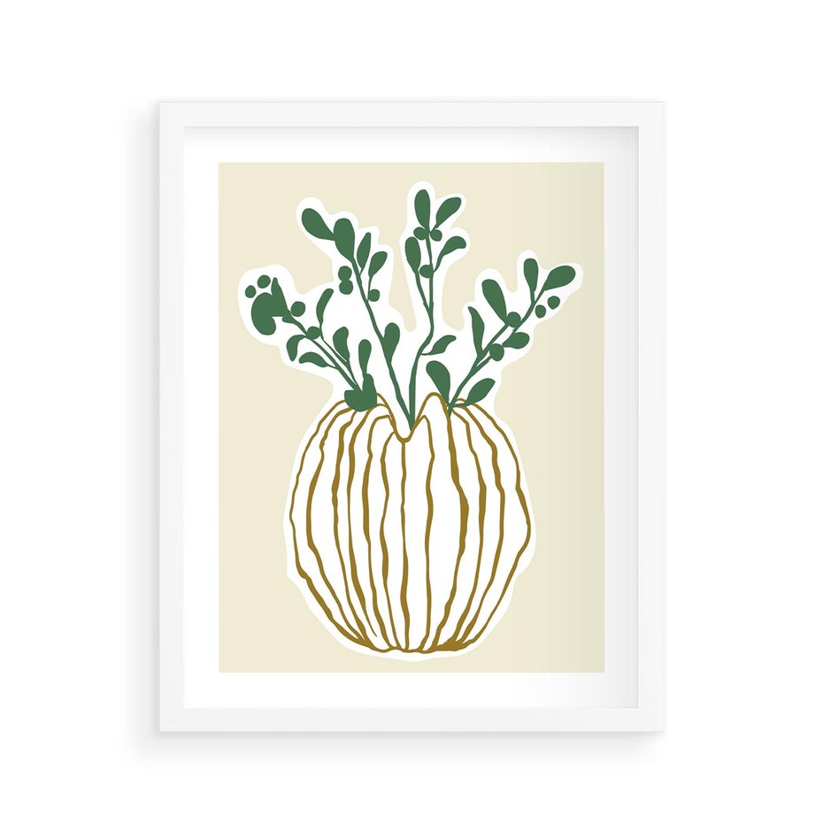 Plakat w ramie 40x50 - Przenikające Formy - abstrakcyjny plakat, kwiaty - rama biała