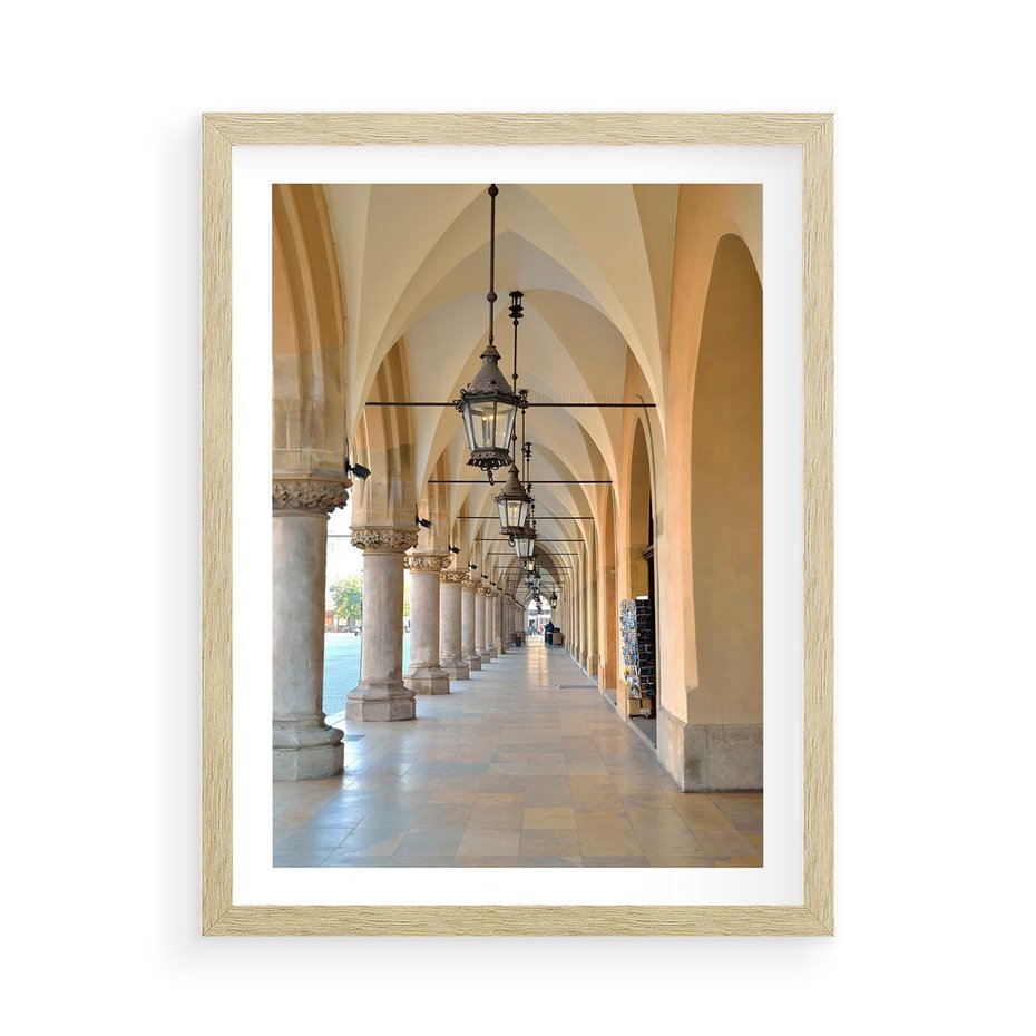 Plakat w ramie 50x70 - Uliczka w perspektywie czasu - uliczka, perspektywa - rama drewno