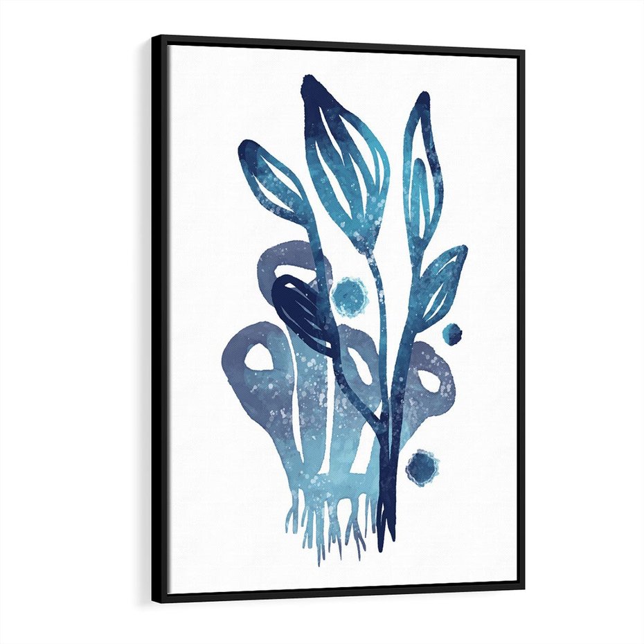 Obraz w ramie 70x100 - Akwarelowy Błękit - pastelowy, abstrakcyjny plakat - rama czarna