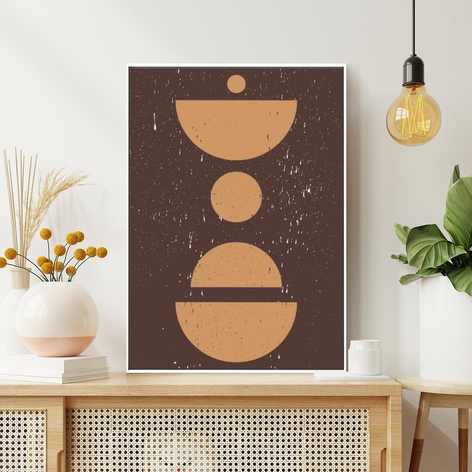 Obraz w ramie 50x70 - Impulsy Przestrzeni - mid century styl, nowoczesna grafika - rama biała