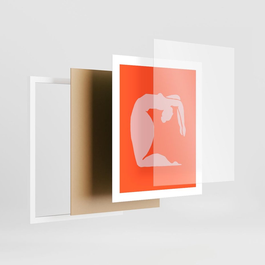 Plakat w ramie 40x50 - Antyczna Godzina - abstrakcja, kobieca sylwetka - rama biała