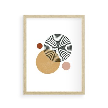 Plakat w ramie 40x50 - Wewnętrzne Formy - koła okręgi, abstrakcyjna nowoczesna sztuka - rama drewno