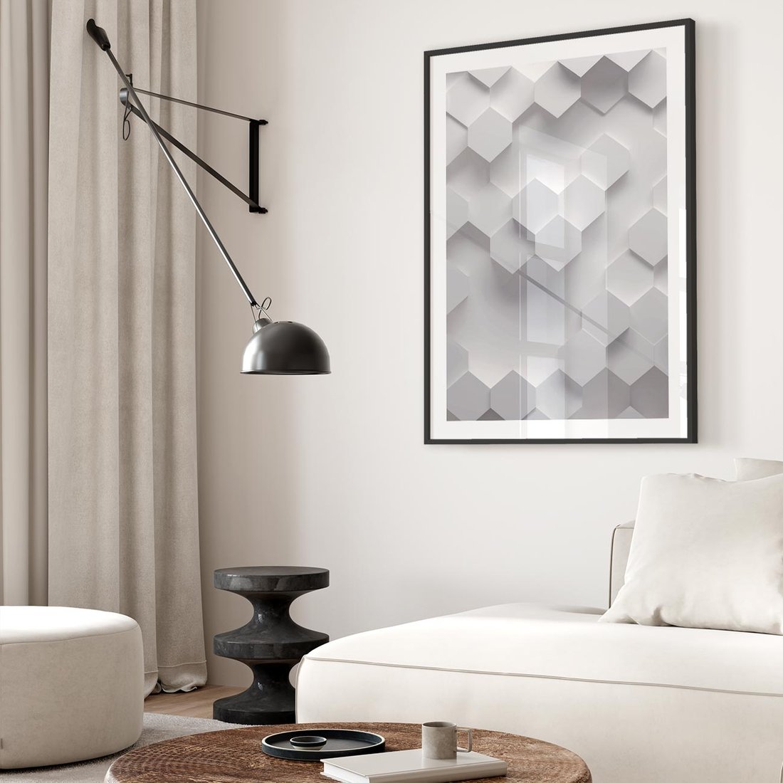 Plakat w ramie 50x70 - Kreatywna Forma - geometryczny, 3D - rama czarna