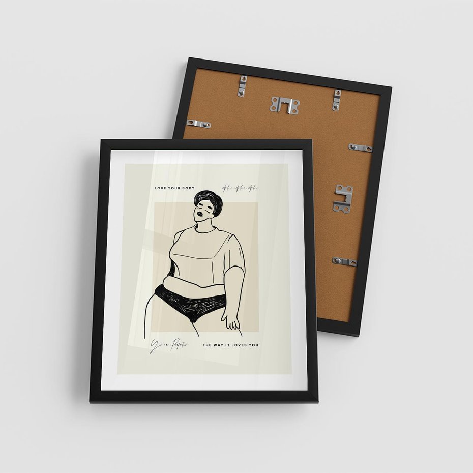 Plakat w ramie 40x50 - Elegancja Kobiecej Formy - nowoczesna sztuka kobieca, plakat - rama czarna