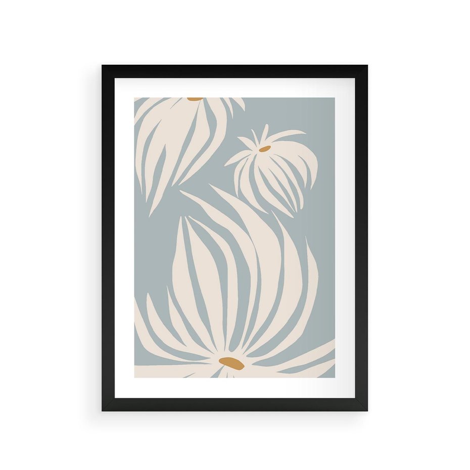 Plakat w ramie 30x40 - Kwiatowe Kształty - kwiaty, nowoczesne i minimalistyczne - rama czarna