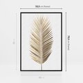 Obraz w ramie 50x70 - Złoty blask palmowego liścia - złota, palma - rama czarna