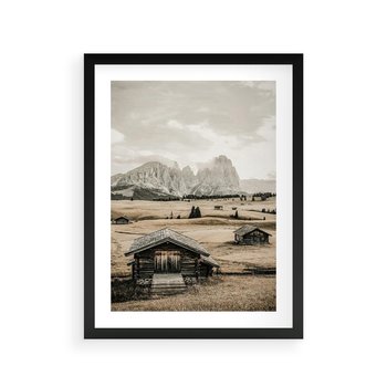 Plakat w ramie 40x50 - Klasyczny Urok Górskich Domków - domki, w górach - rama czarna