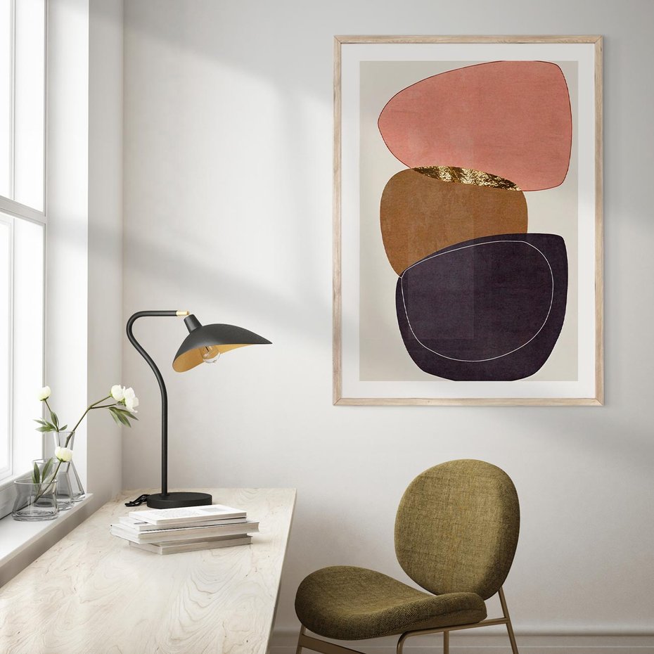 Plakat w ramie 30x40 - Rozkwitające Przenikające Formy - abstrakcyjny obraz, geometryczne formy - rama drewno