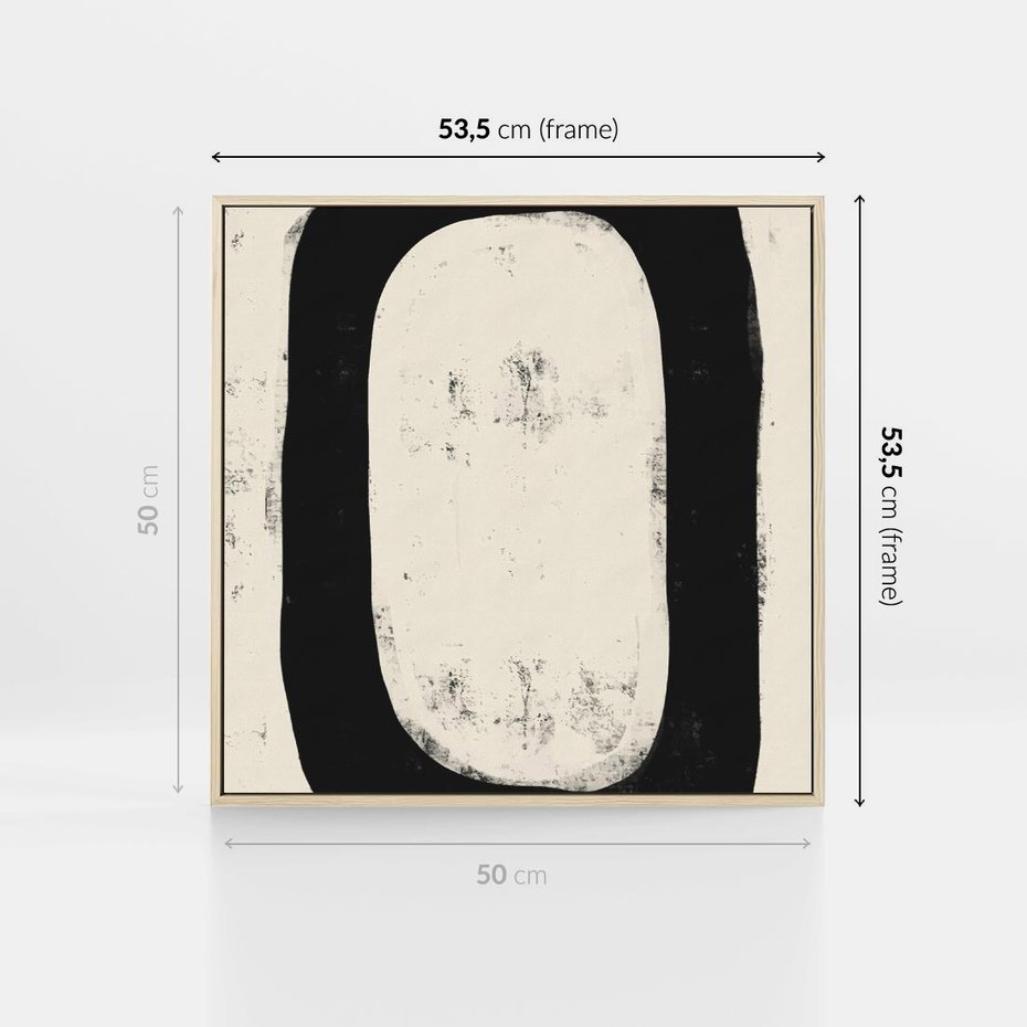 Obraz w ramie 50x50 - Wnętrza Kształtów - abstrakcja, minimalizm - rama drewno