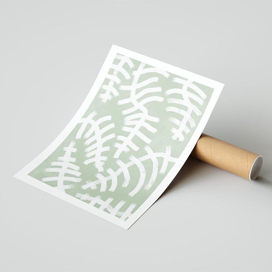 Plakat bez ramy 21x30 - Oaza Zieleni - zielona abstrakcja, zgaszona zieleń