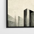 Obraz w ramie 50x50 - Mroczne Wieżowce - postarzana grafika, perspektywa budynków wieżowców - rama czarna