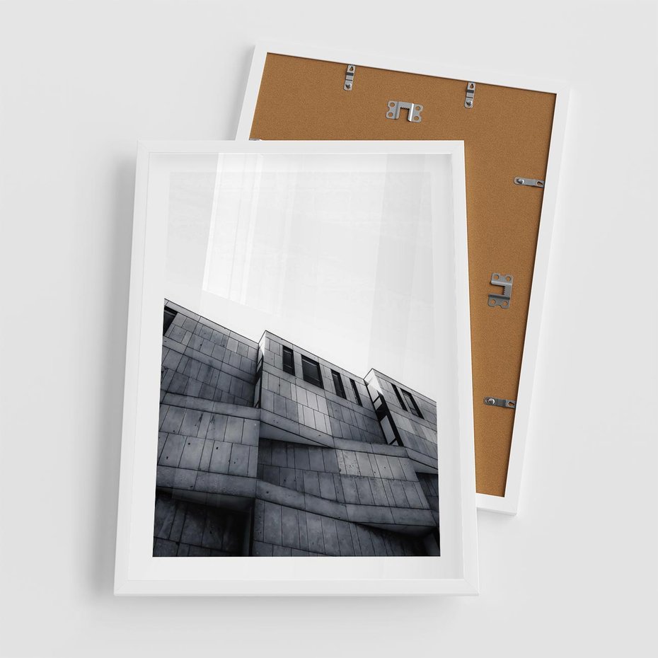 Plakat w ramie 50x70 - Surowa Elegancja Architektury - architektura, surowe formy - rama biała