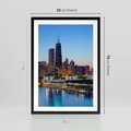 Plakat w ramie 50x70 - Miasto nad Rzeką - miasto, rzeka - rama czarna
