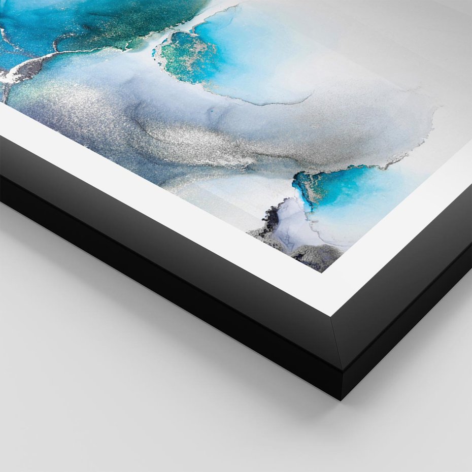 Plakat w ramie 50x70 - Marmur złotą akwarelą - marmur, akwarela - rama czarna