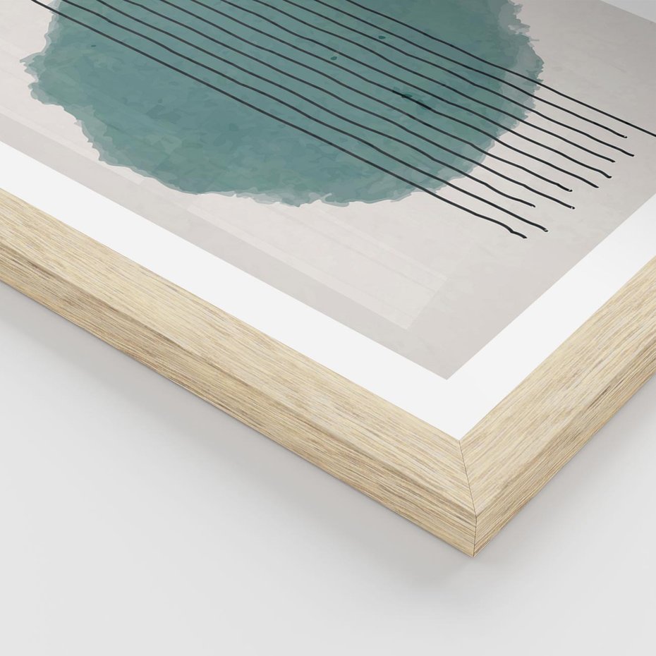 Plakat w ramie 50x70 - Podróżne Inspiracje - abstrakcyjna akwarelowa plama, nieregularne kreski - rama drewno