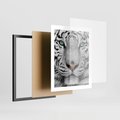 Plakat w ramie 40x50 - Magia Białego Tygrysa - biały, tygrys - rama czarna